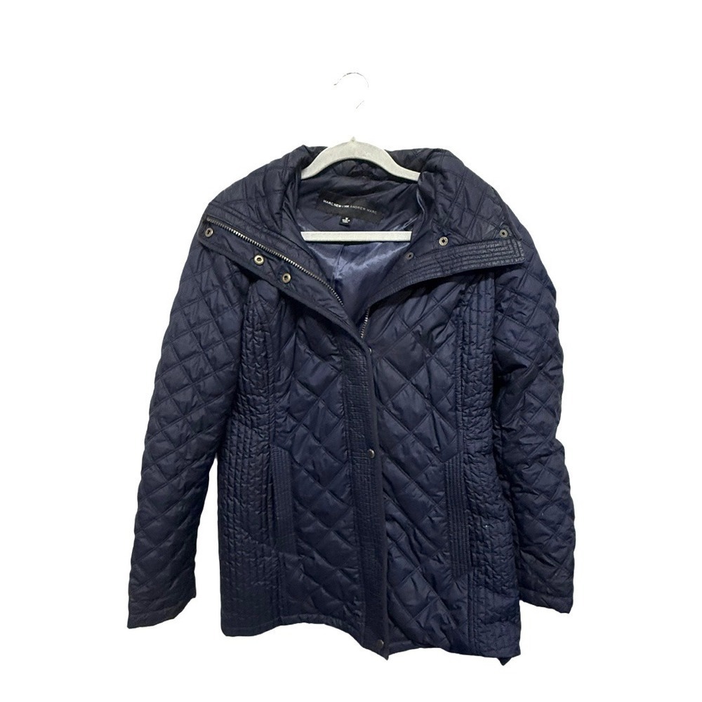 Marc New York Andrew Marc padded long packer Navy Puffer Jacket Medium Winter